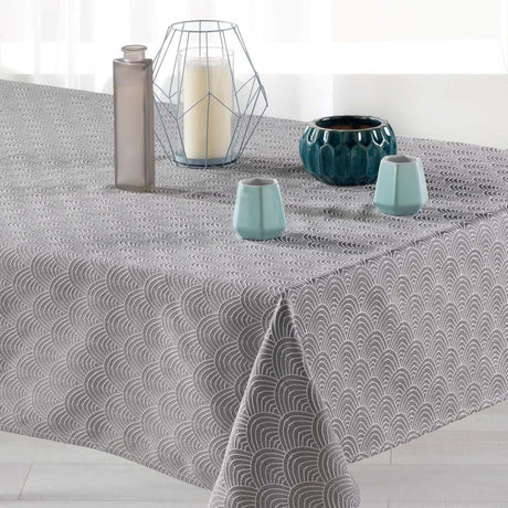 Tokio Jacquard Grau 140x250 cm – Damast Tischdecke mit Fleckschutz, Nahaufnahme