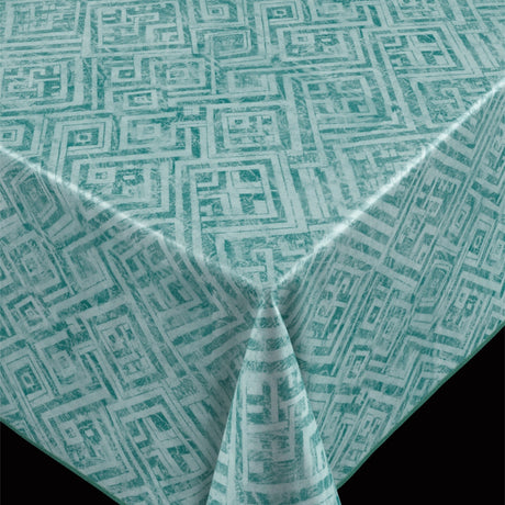 Trend Labyrinth Petrol – PVC-freie Wachstuch Tischdecke