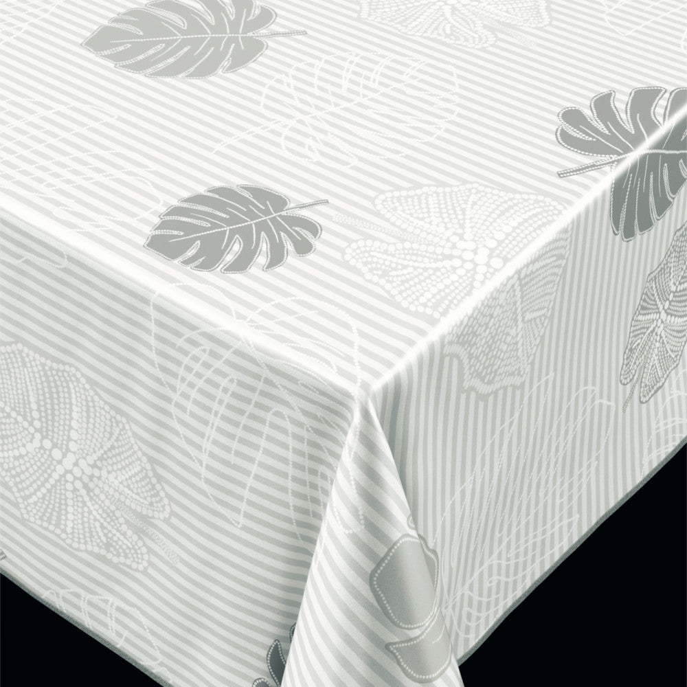 Trend Monstera Grey – PVC-freie Wachstuch Tischdecke