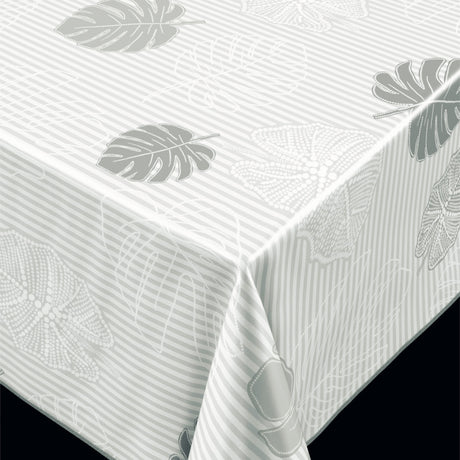 Trend Monstera Grey – PVC-freie Wachstuch Tischdecke