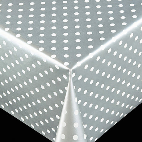 Trend Polka Grau – PVC-freie Wachstuch Tischdecke