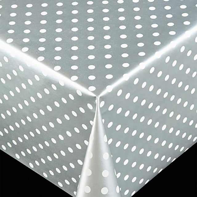 Trend Polka Grau – PVC-freie Wachstuch Tischdecke