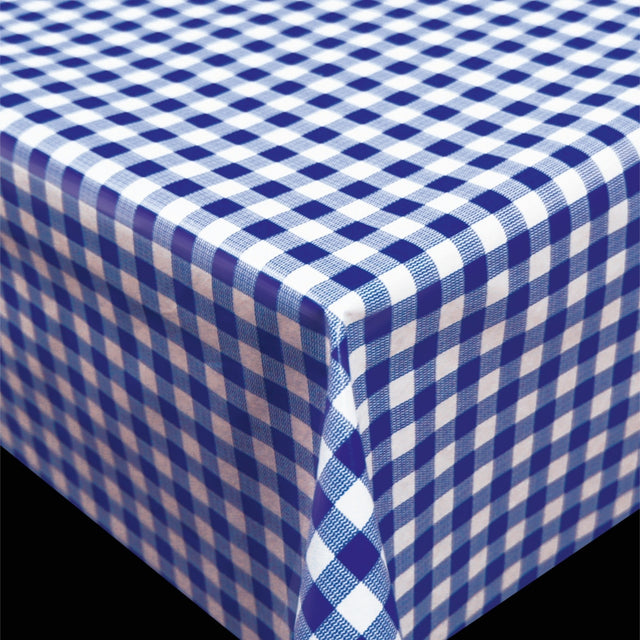 Trend Little Square Blue - blau-weiß karierte PVC-freie Wachstuch Tischdecke