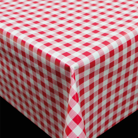 Trend Little Square Red - rot-weiß karierte PVC-freie Wachstuch Tischdecke