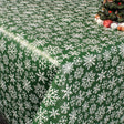 Trend Weihnachtstischdecke – Schneeflocken dunkelgrün