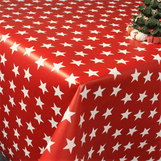 Trend Weihnachtstischdecke - Sterne Rot/Weiß