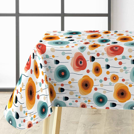 Triano – Retro Wachstuch Tischdecke mit farbenfrohem Blumenmuster, Ecke