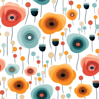 Triano – Retro Wachstuch Tischdecke mit farbenfrohem und verspieltem Blumenmuster
