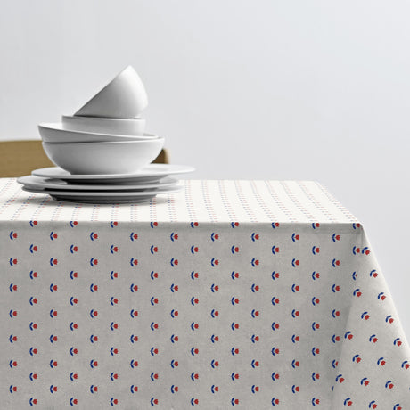 Tulip Royal Blue - Södahl abwaschbare Tischdecke mit Tulpenmotiv in Rot und Blau