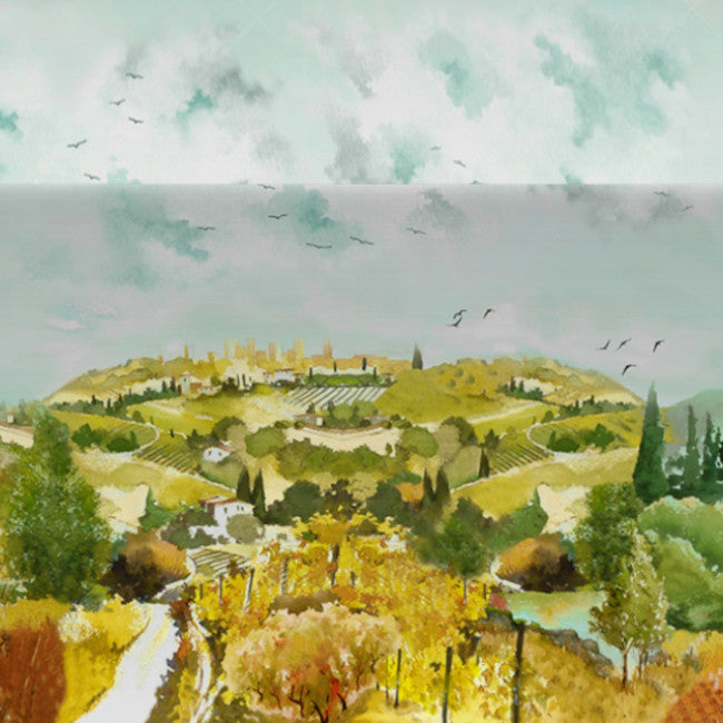 Una Casa in Toscana – Abwaschbare Tischdecke mit schöner toskanischer Landschaft