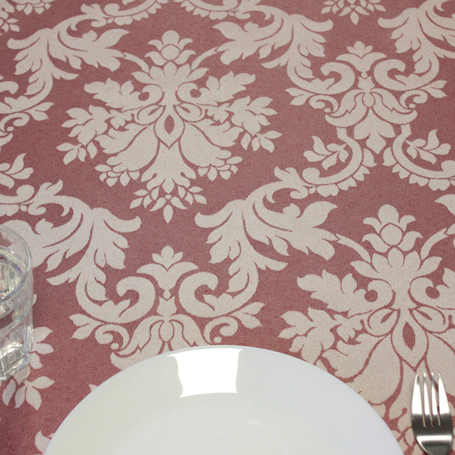 Versailles Bordeaux abwaschbare Tischdecke mit klassischem Hopfenornament-Muster, 160 cm