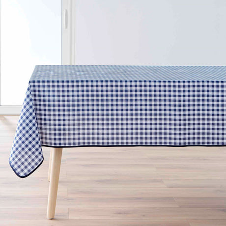 Vichy Blau 150 x 240 cm, rechteckige Tischdecke mit Fleckschutz und Karos, auf dem Tisch
