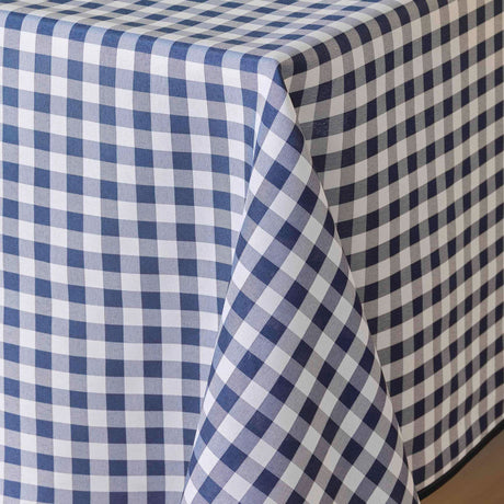Vichy Blau 150 x 240 cm, rechteckige Tischdecke mit Fleckschutz und Karos, Nahaufnahme