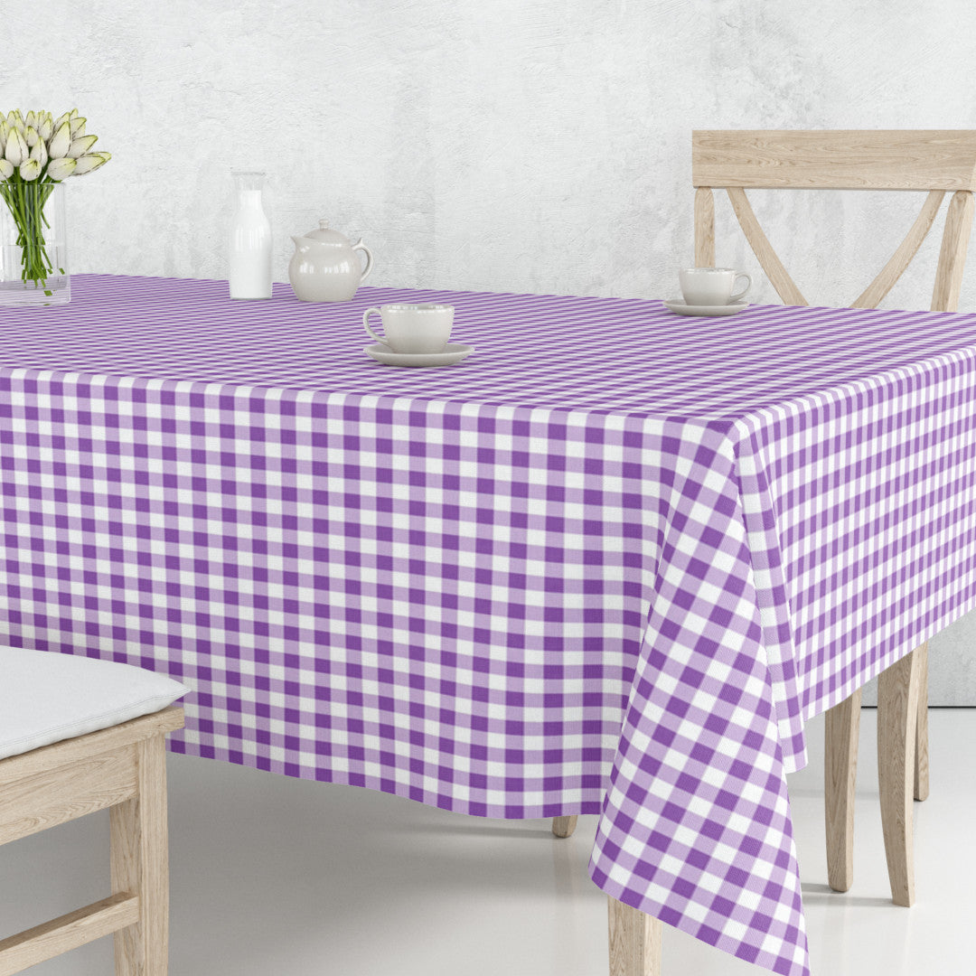 Vichy Lila - Klassisch karierte lila-weiße abwaschbare Tischdecke