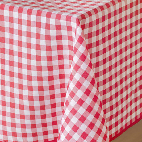 Vichy Rot 150 x 240 cm, rechteckige Tischdecke mit Fleckschutz und Karomuster, Nahaufnahme