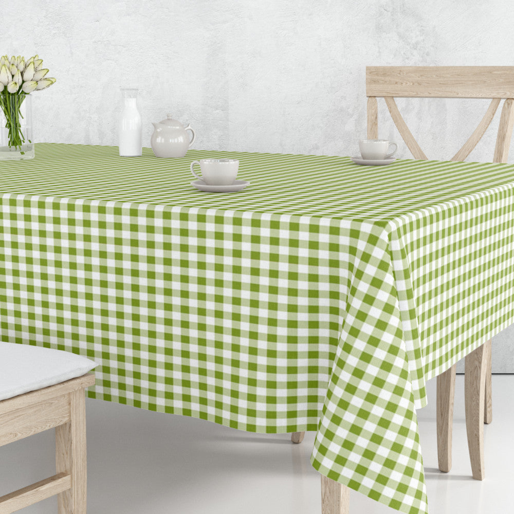 Vichy Pistacho – Klassisch karierte grün/weiße abwaschbare Tischdecke