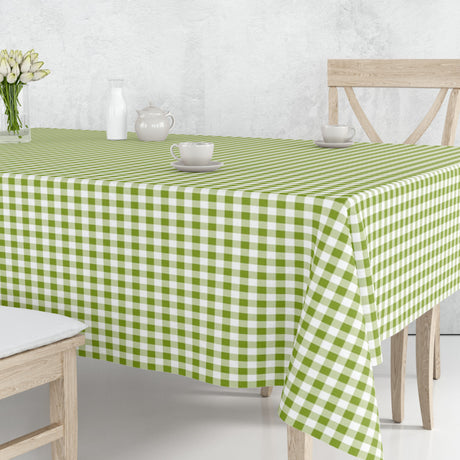 Vichy Pistacho – Klassisch karierte grün/weiße abwaschbare Tischdecke