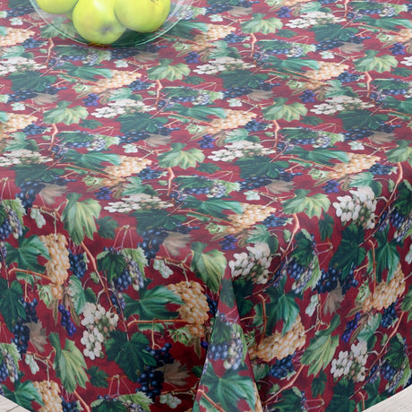 Vignes Bordeaux – abwaschbare Tischdecke mit Blumen und Kirschen – 155 cm breit
