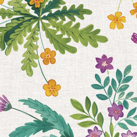 Vild Kløver – Wachstuch Tischdecke mit Blumen und Kräutern, Nahaufnahme