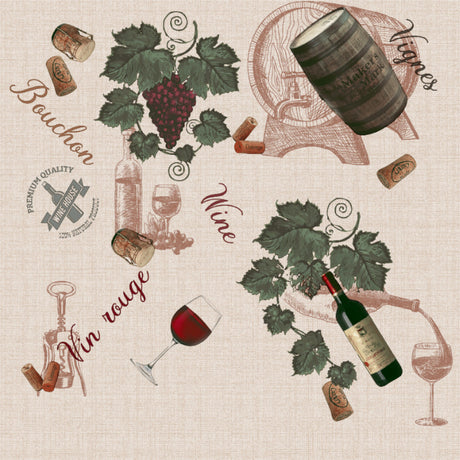 Vin Rouge - Wachstuch Tischdecke mit französischem Weinmotiv
