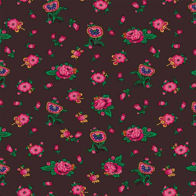Vintage Blomster – Wachstuch Tischdecke in Braun mit roten Rosen