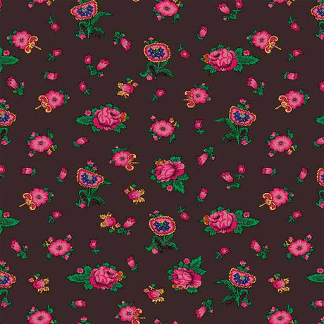 Vintage Blomster – Wachstuch Tischdecke in Braun mit roten Rosen