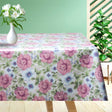 Wachstuch Tischdecke mit schönen Blumen in Rosa und Blauviolett