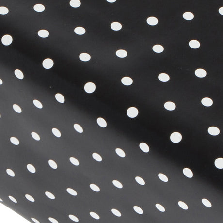 Dot Black, schwarze Wachstuch Tischdecke mit weißen Punkten, 140 cm breit