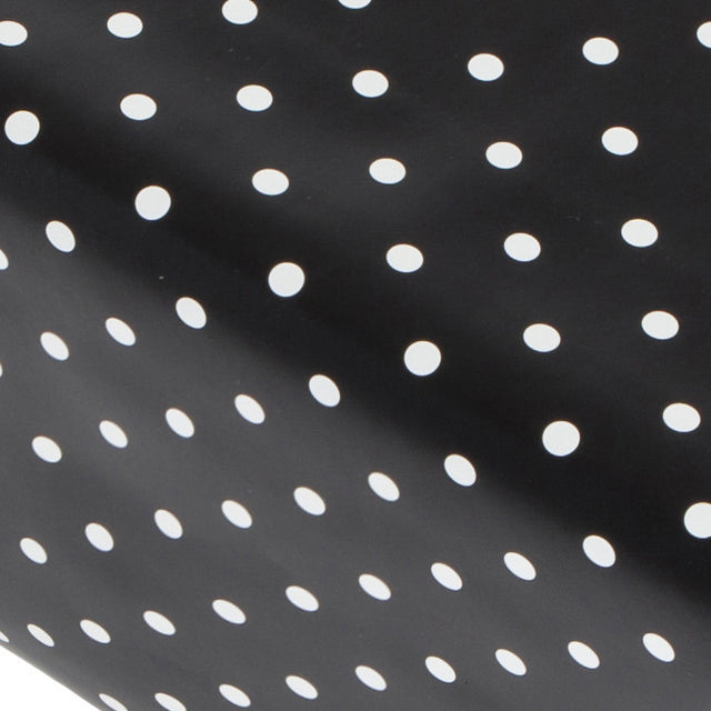 Dot Black, schwarze Wachstuch Tischdecke mit weißen Punkten, 140 cm breit