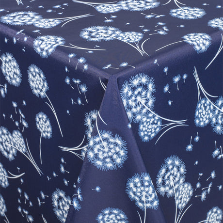 Fnok Blau – Wachstuch Tischdecke mit Löwenzahn und stoffartiger Oberfläche