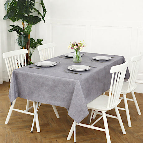 Linen Look Beton - Einfarbige Wachstuch Tischdecke in Leinenoptik, geprägte Oberfläche, Ambiente