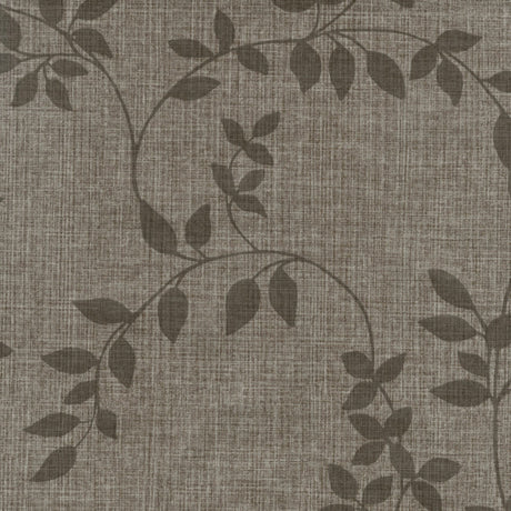 Wachstuch Tischdecke Linette Robust Leaf, braune Leinenoptik mit Blattmuster, 140 cm breit