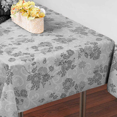 Misty Grey Flower - Wachstuch Tischdecke mit Blumenmotiv, 160 cm breit
