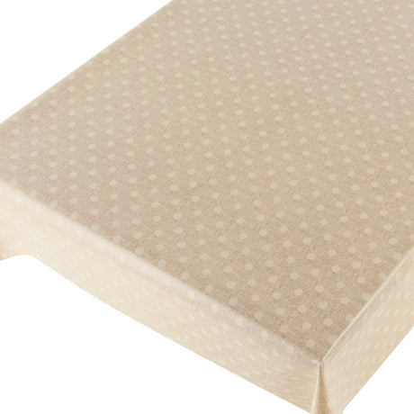 New Dot Sand - Wachstuch Tischdecke mit Punkten und schöner geprägter Leinenoptik