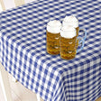 Wachstuch Tischdecke fürs Oktoberfest mit blau-weißem Karomuster, 140 cm breit