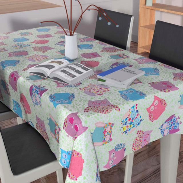 Owls, Wachstuch Tischdecke mit Eulen, 140 cm breit