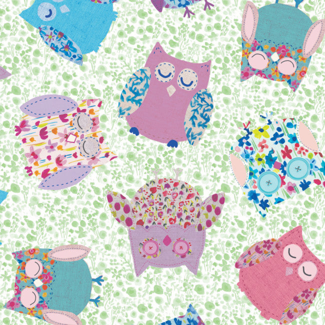 Owls, Wachstuch Tischdecke mit schönen Eulen in frischen Farben