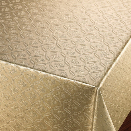 Rose Tapestry Gold - Wachstuch Tischdecke mit damastgeprägtem Muster
