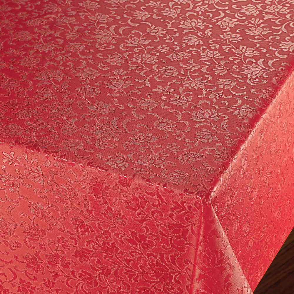 Rosenflor Rot - Schöne damastgeprägte Wachstuch Tischdecke