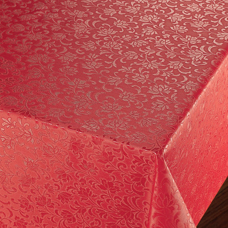 Rosenflor Rot - Schöne damastgeprägte Wachstuch Tischdecke