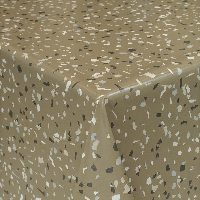 Wachstuch Tischdecke mit Terrazzo-Muster – Taupe