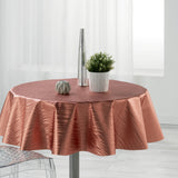 Metallise Wavy Rosa - Runde Wachstuch-Tischdecke, Ø 155 cm
