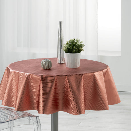 Metallise Wavy Rosa - Runde Wachstuch-Tischdecke, Ø 155 cm